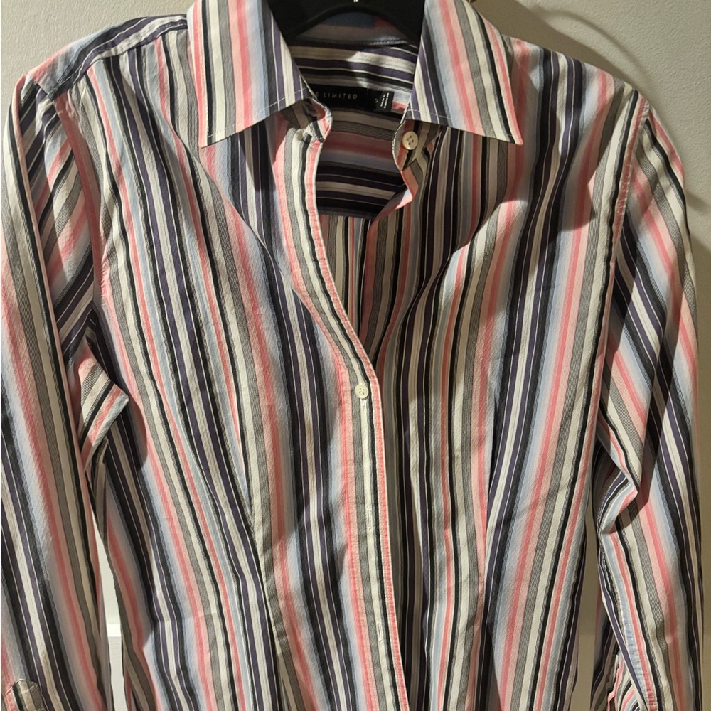 Multi-Stripe Button-Up tailored Shirt - Pink & Navy size S
